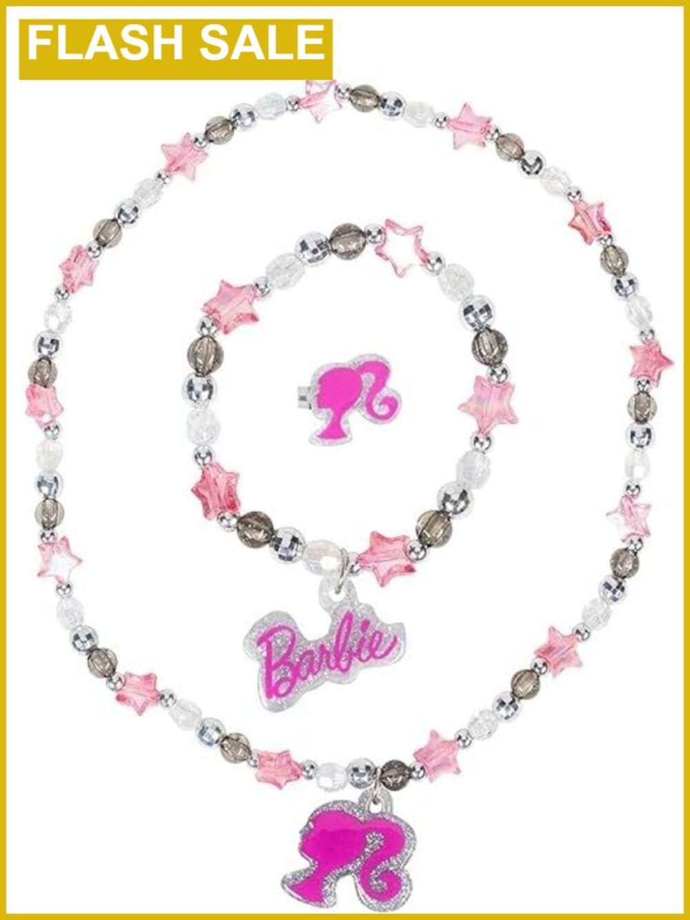 Girls Dress Up Jewelry Set 3 Piece Toy Jewelry Box Necklace Bracelet Ring